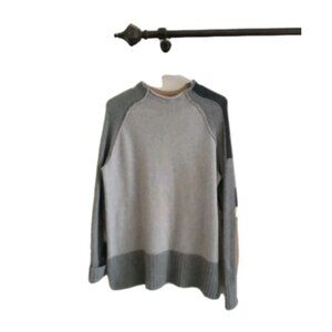 Zaket & Plover Womens S Wool Cotton Blend Gray Colorblock Knit Sweater Cozy Gray